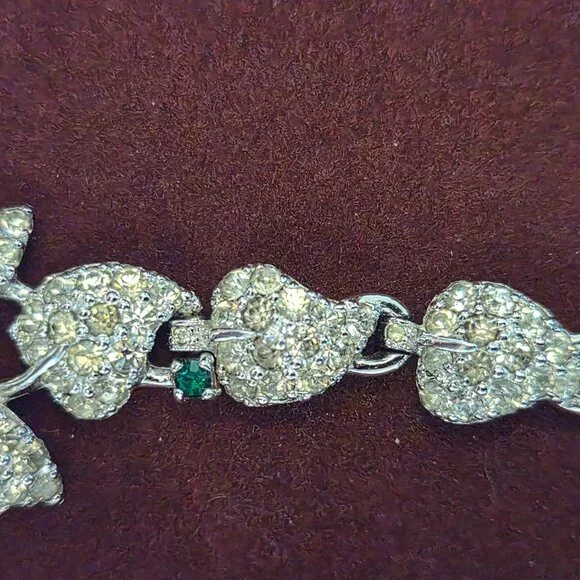 Signed Pennino Rhinestone Bracelet 7.5” Vintage 1930s–40s NY Designer Jewelry - Picture 3 of 5